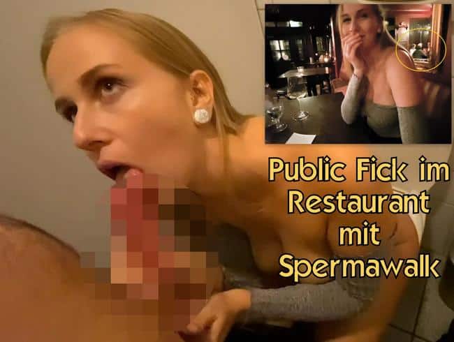 Public Fick im Restaurant mit Spermawalk